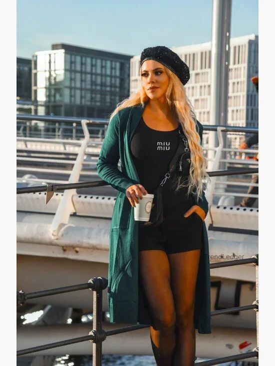 Long Sleeve Open Front Cardigan Sweater with Pockets, Lightweight Knit - Picture 6 of 7